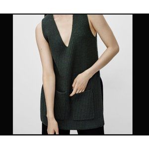 Wilfred Aritzia Chartres 100% Wool Tunic Sweater Vest Ribbed Dark Green M Medium